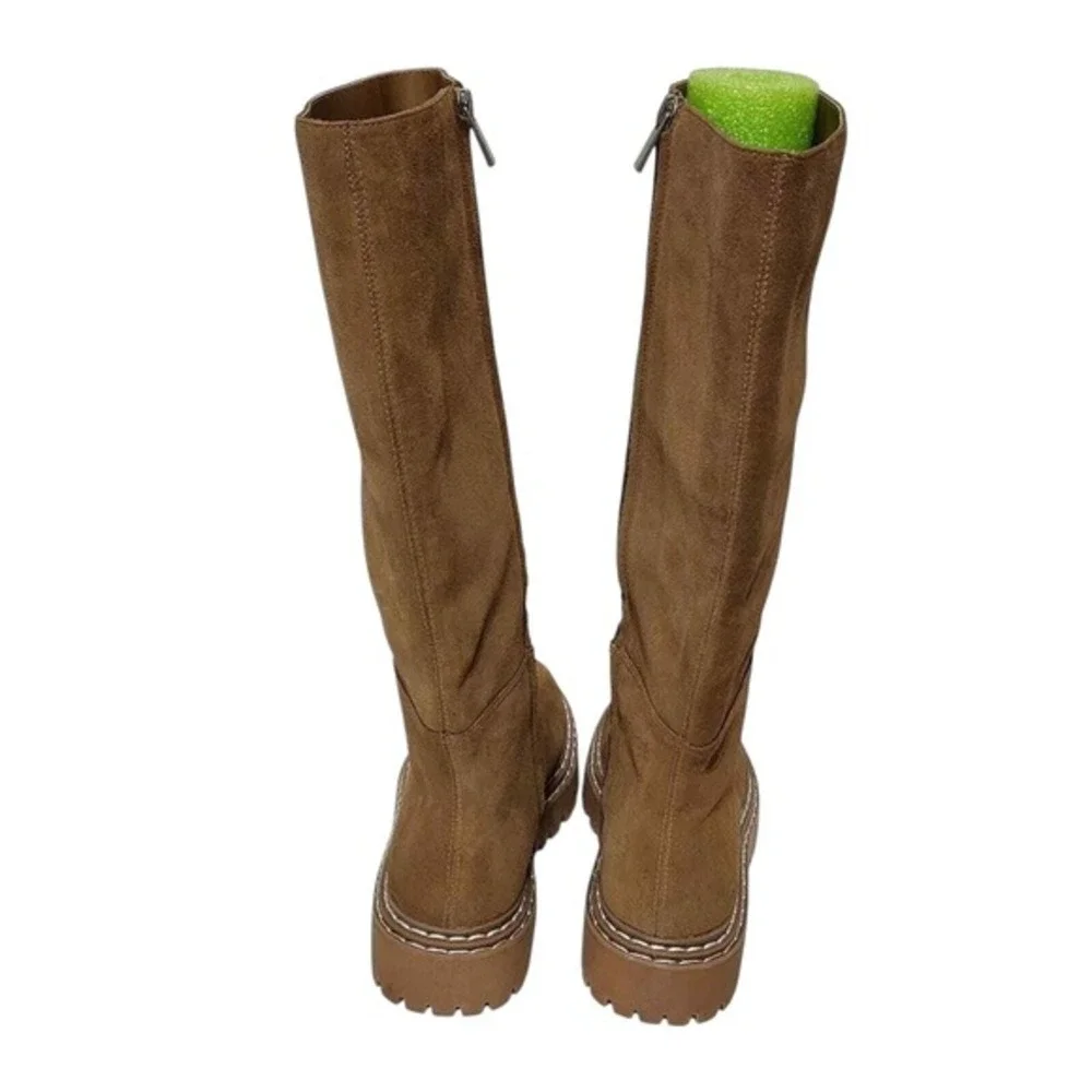 SPLENDID Amalia Knee High Lugged lug sole‎ suede leather Boots in Toast 7.5 new